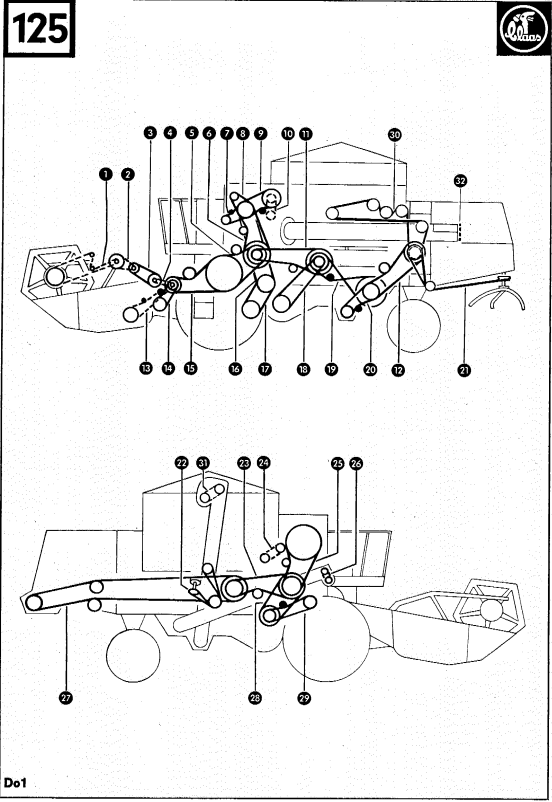 Schemat pasów Claas Dominator 80/85