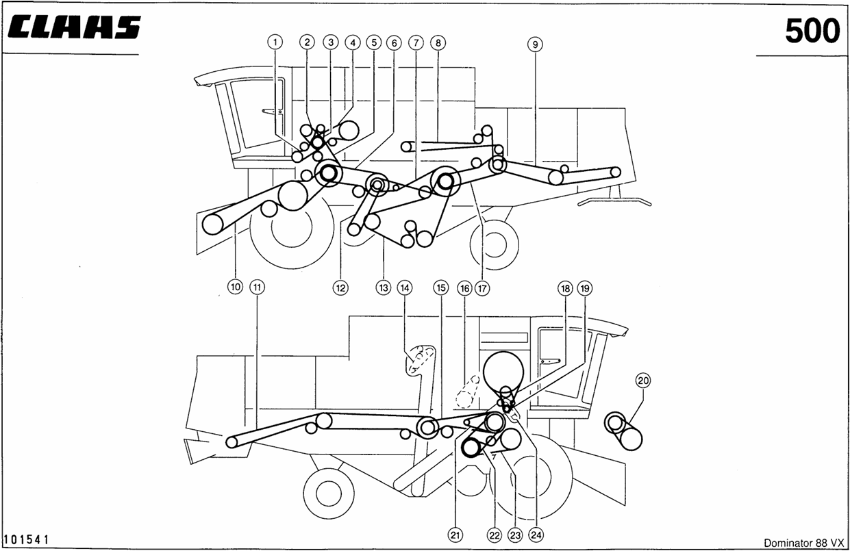 Schemat pasów Claas Dominator 88VX