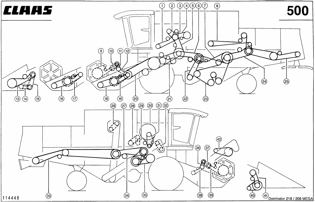 Schemat pasów Mega 208 / 218 II